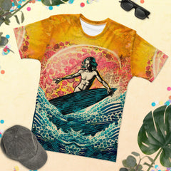 Man wearing the Surfer's Paradise Tee, embodying the freedom and thrill of surfing.