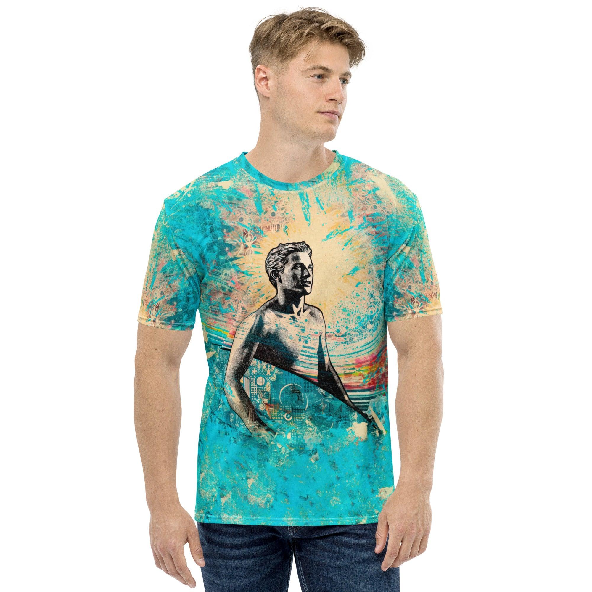 Sunset Print Crew Neck Tee for Men