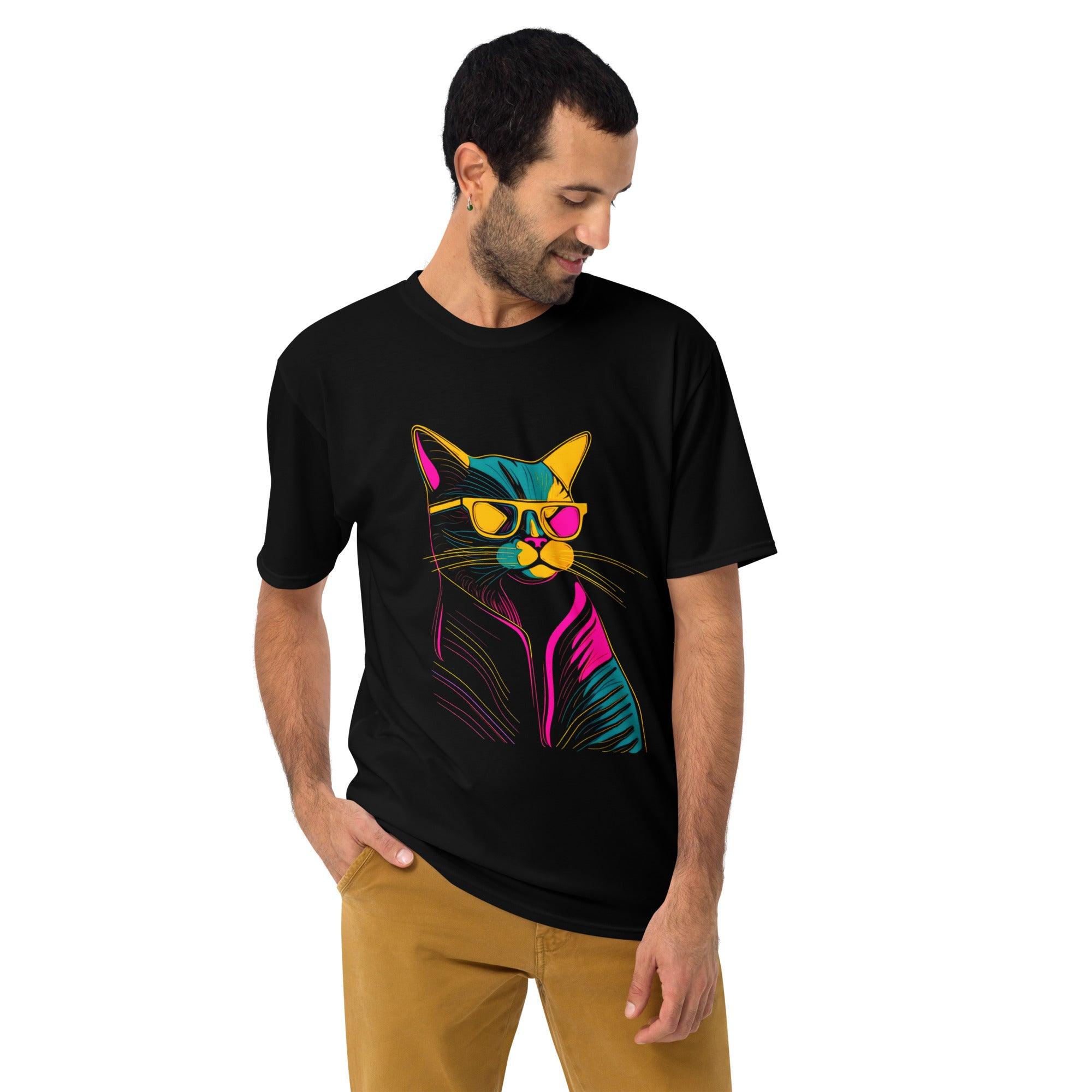 Whimsical Cat Men's All-Over Print Crew Neck T-Shirt - Beyond T-shirts