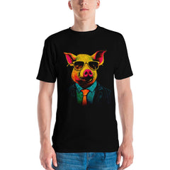 Curly Tails Men's Pig Print Crew Neck Tee - Beyond T-shirts