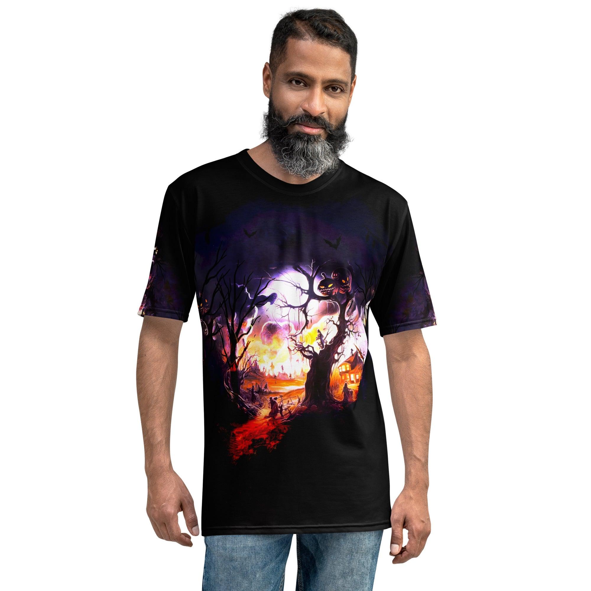 Halloween Owl in Moonlight Men's Crew Neck Tee - Beyond T-shirts