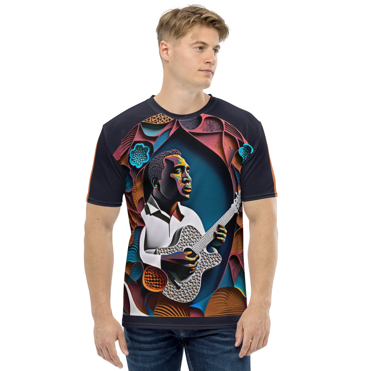 Jazzed Up Notes All-Over Print Men's Crew Neck T-Shirt