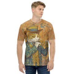 Dapper Cat All-Over Print Men's Crew Neck T-Shirt