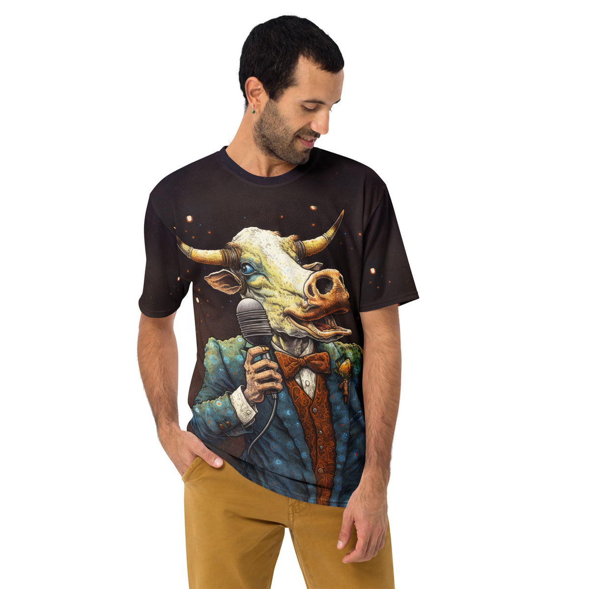 Jungle Explorer Cow All-Over Print Men's Crew Neck T-Shirt