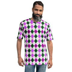 Chic Diamond Charm All-Over Print Men's Crew Neck T-Shirt