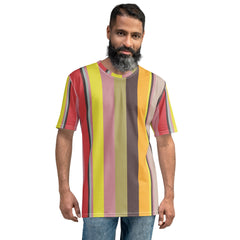 Tropical Bliss Colorful Stripe All-Over Print Men's Crew Neck T-Shirt