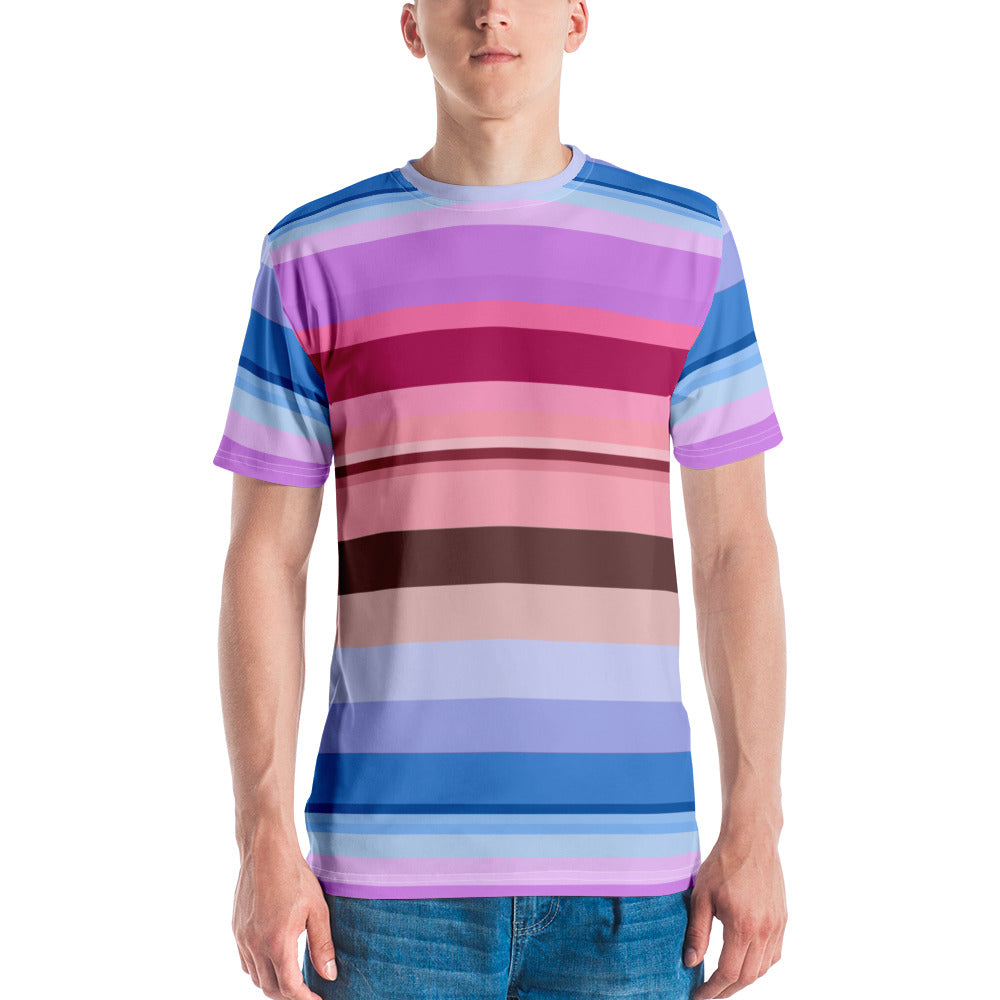 Neon Dreams Colorful Stripe All-Over Print Men's Crew Neck T-Shirt