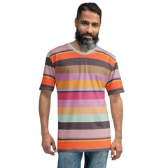 Retro Rainbow Blast Colorful Stripe All-Over Print Men's Crew Neck T-Shirt