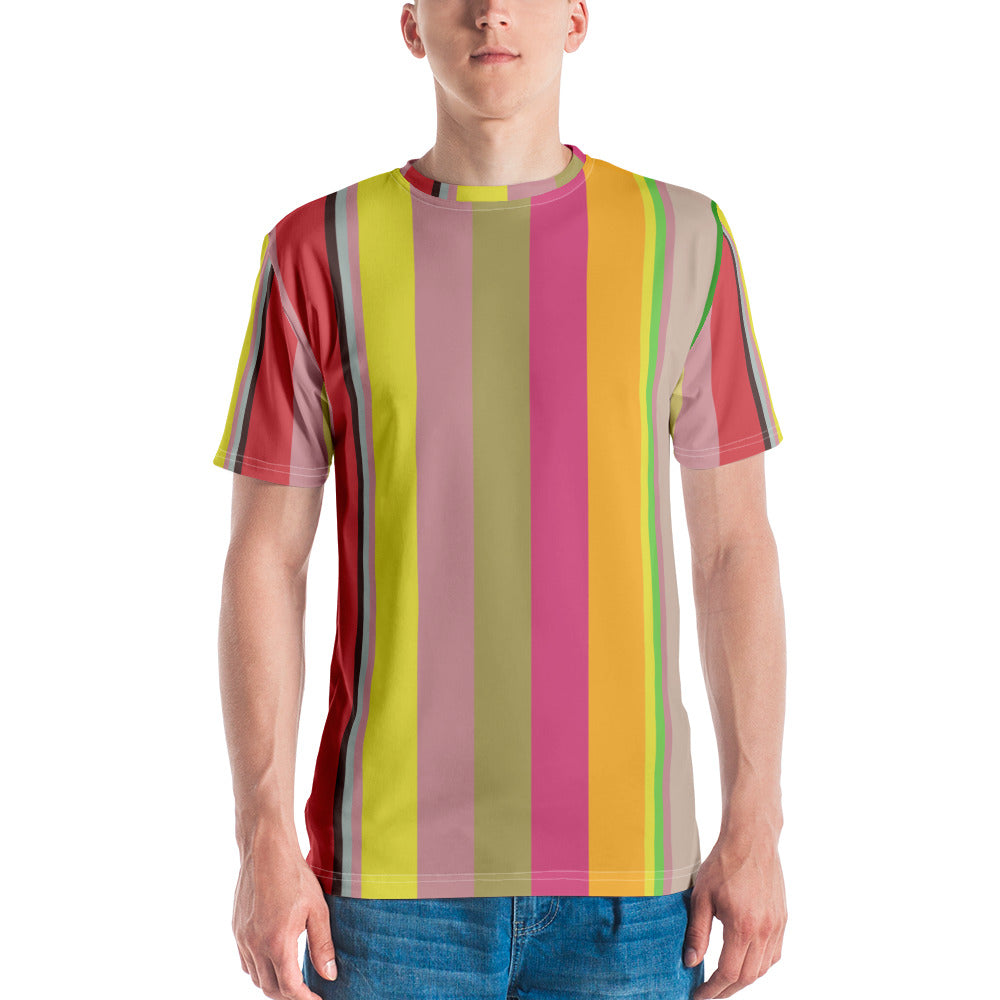 Kaleidoscope Vision Colorful Stripe All-Over Print Men's Crew Neck T-Shirt