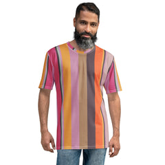 Paradise Palette Colorful Stripe All-Over Print Men's Crew Neck T-Shirt