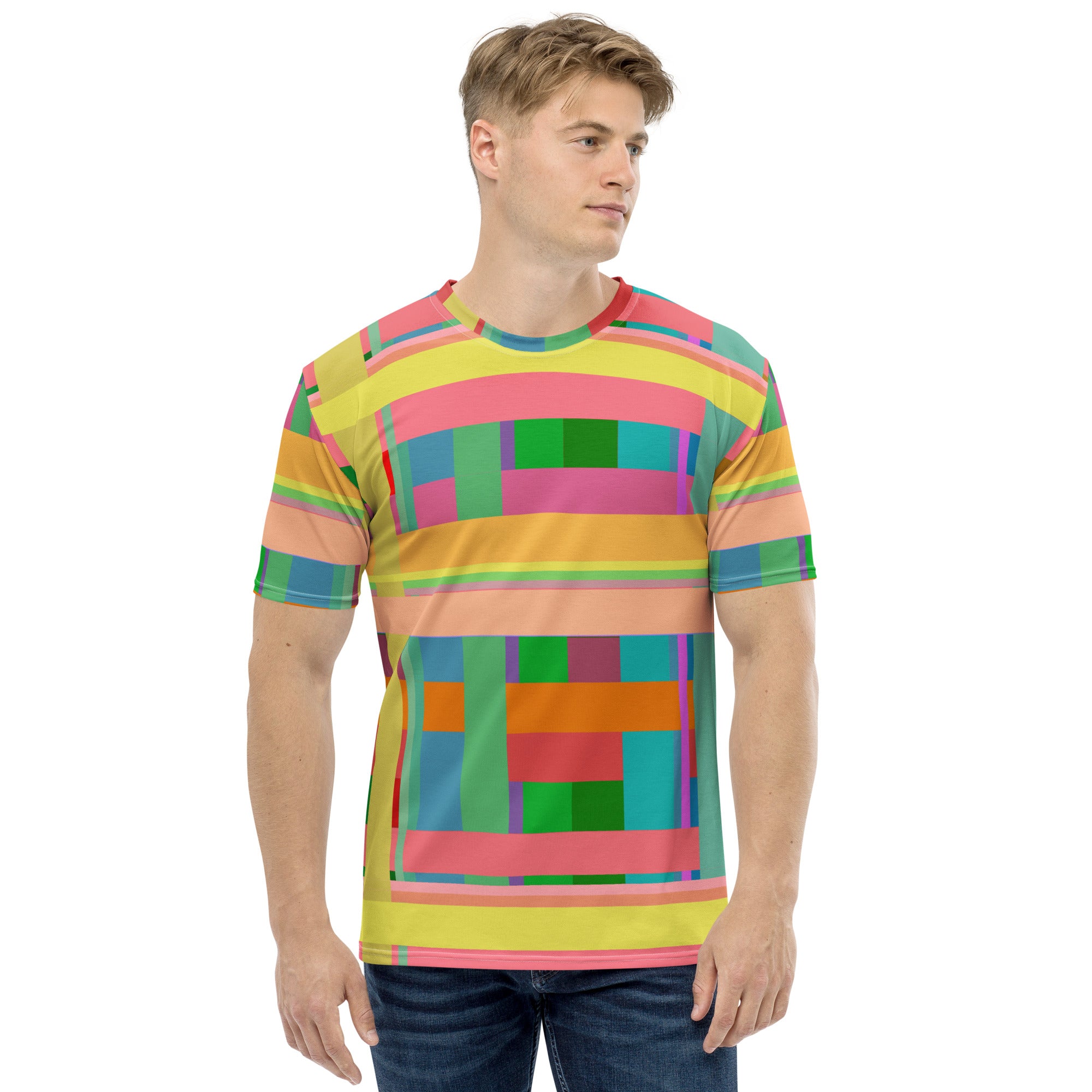 Experience a visual journey with the Psychedelic Prism Men's T-Shirt, featuring vibrant, mind-bending designs.