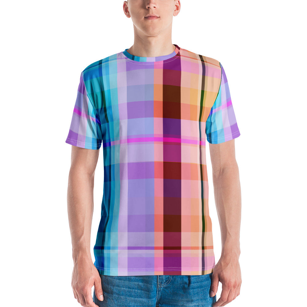 Embrace the past in style with the Retro Rainbow Blast Men's T-Shirt, featuring vibrant vintage rainbow stripes.