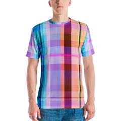 Embrace the past in style with the Retro Rainbow Blast Men's T-Shirt, featuring vibrant vintage rainbow stripes.