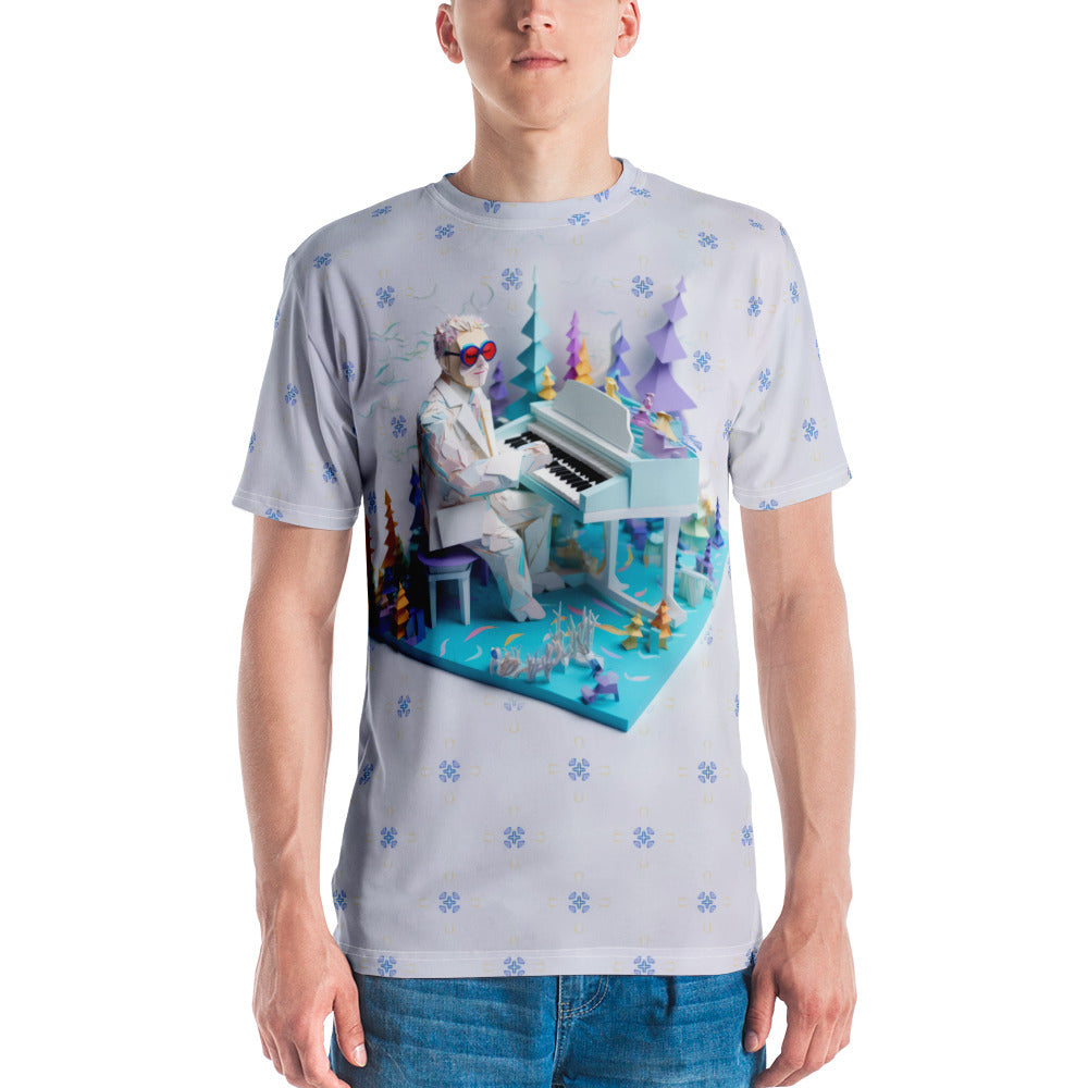 Stylish Dragon Origami Men's T-Shirt in crew neck style.