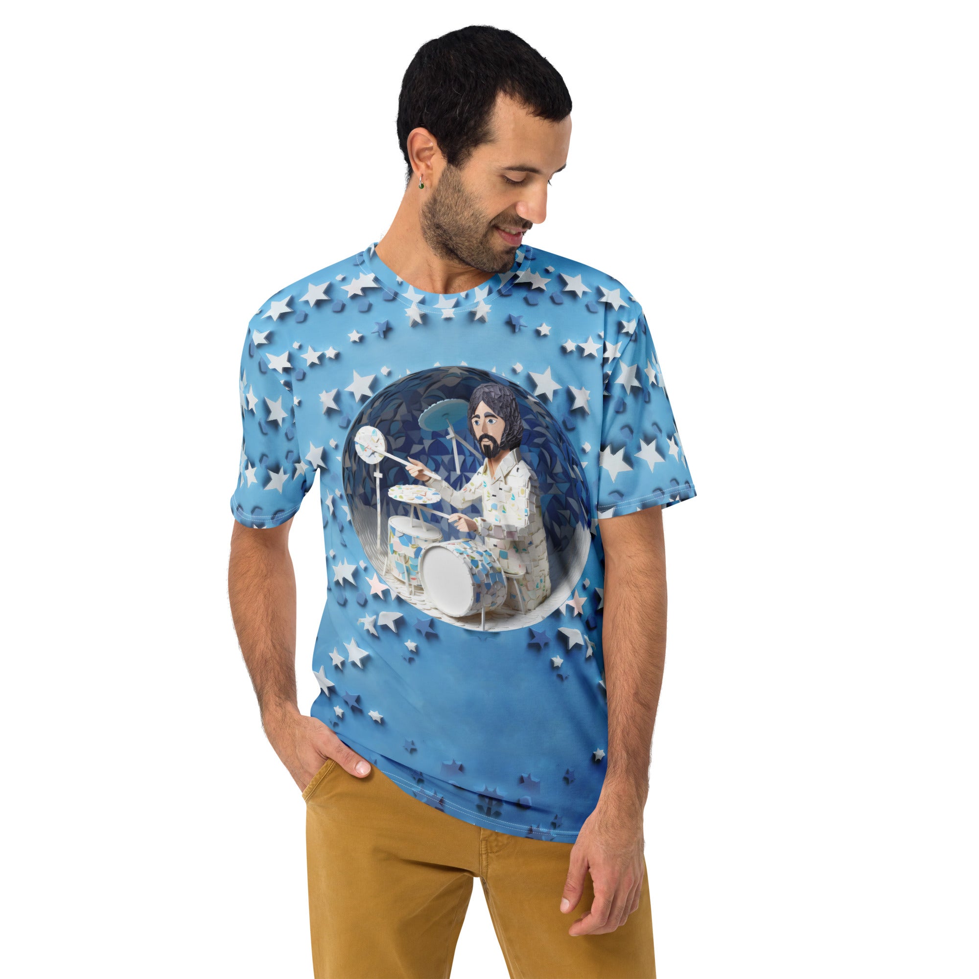 Lighthouse Horizon graphic crew neck t-shirt for men in white.