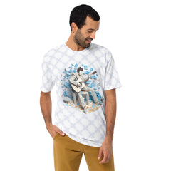 Man wearing Wildlife Symphony Crew Neck T-Shirt with animal prints