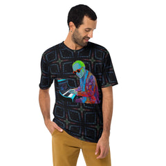 Vibrant Burst Men's Crew Neck T-Shirt with colorful design.