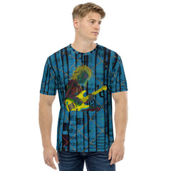 Whimsical Whirl crew neck t-shirt for men in vibrant design.