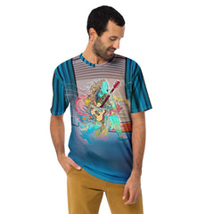 Flower Child Dreams Men's Crew Neck T-Shirt on a clothing mannequin.