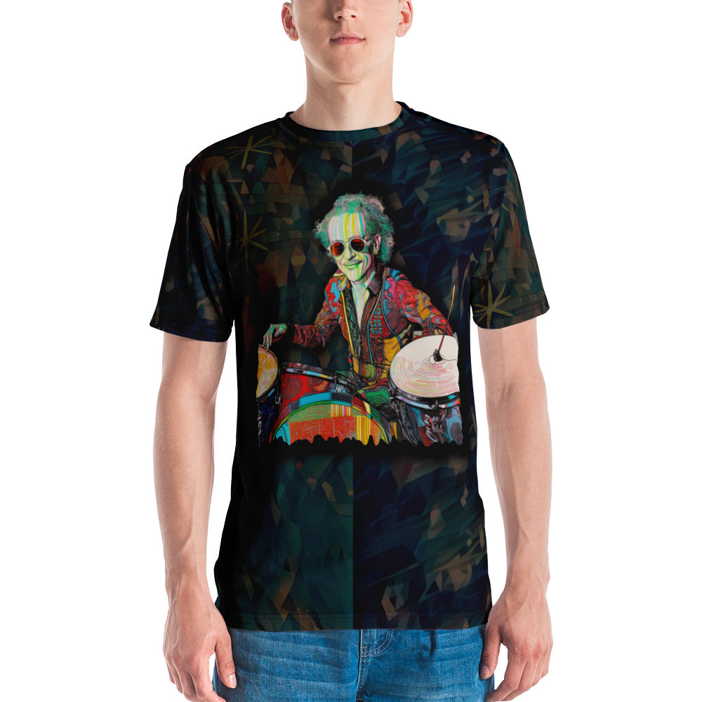 Flower Crown King Men's Crew Neck T-Shirt on a clothing mannequin.