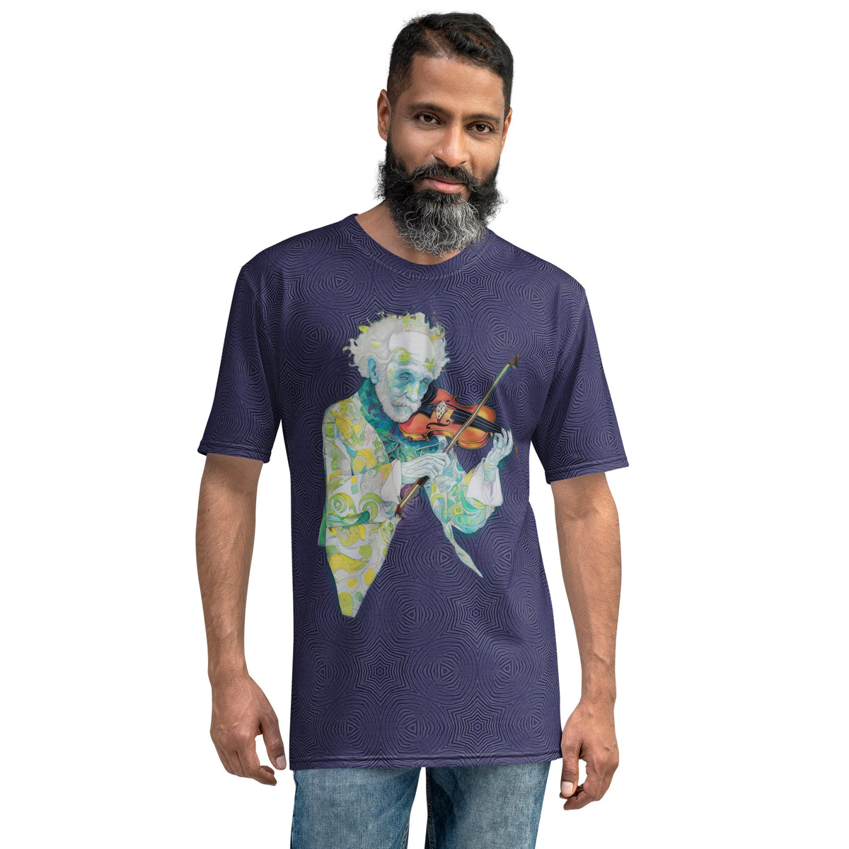 Front view of Radiant Bloom Men's Crewneck Tee with floral design