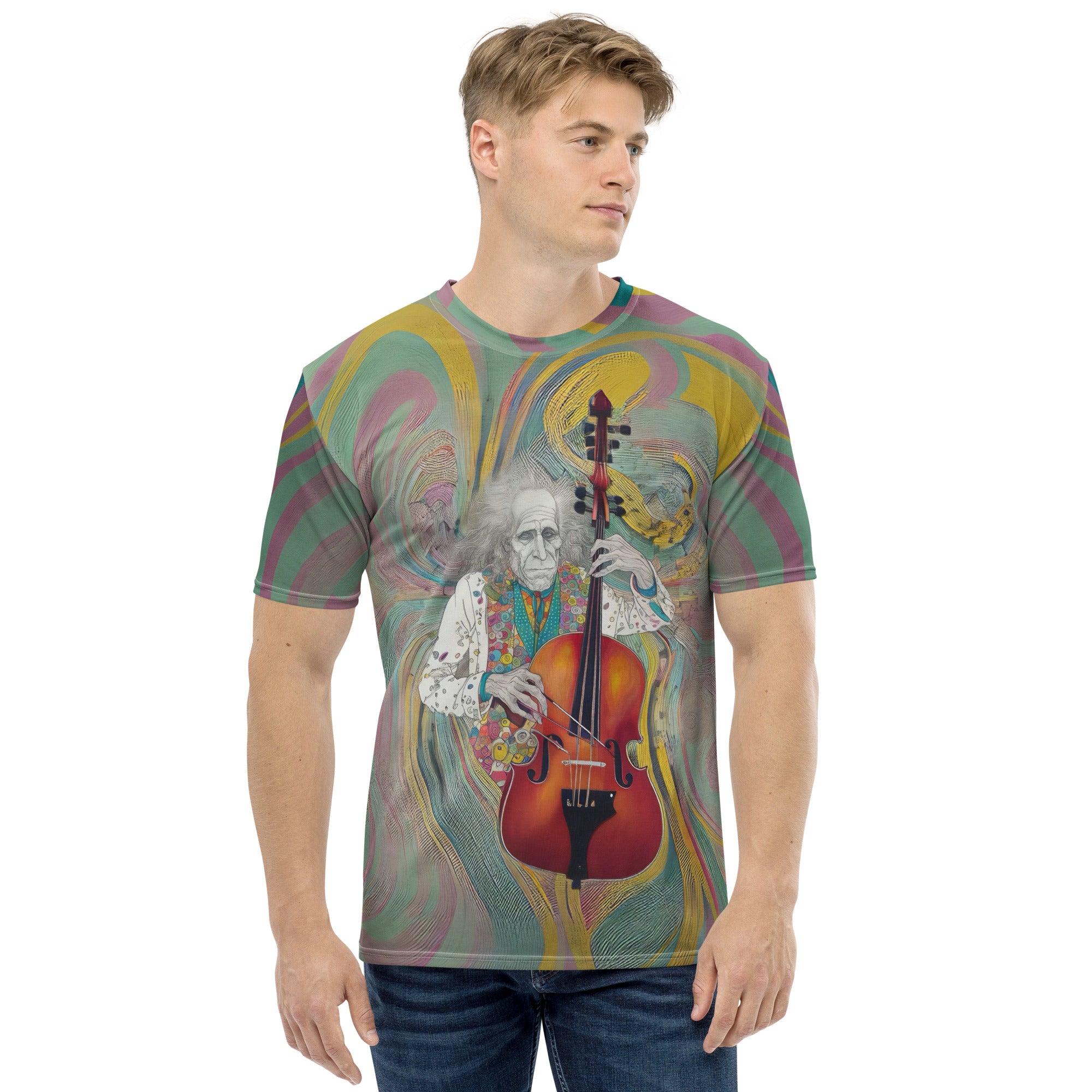 Back View of Whimsical Meadow Men's Crewneck Tee