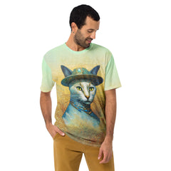 Playful cats print men's crewneck t-shirt