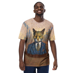 Cat Silhouettes Print Men's Crewneck Tee in action