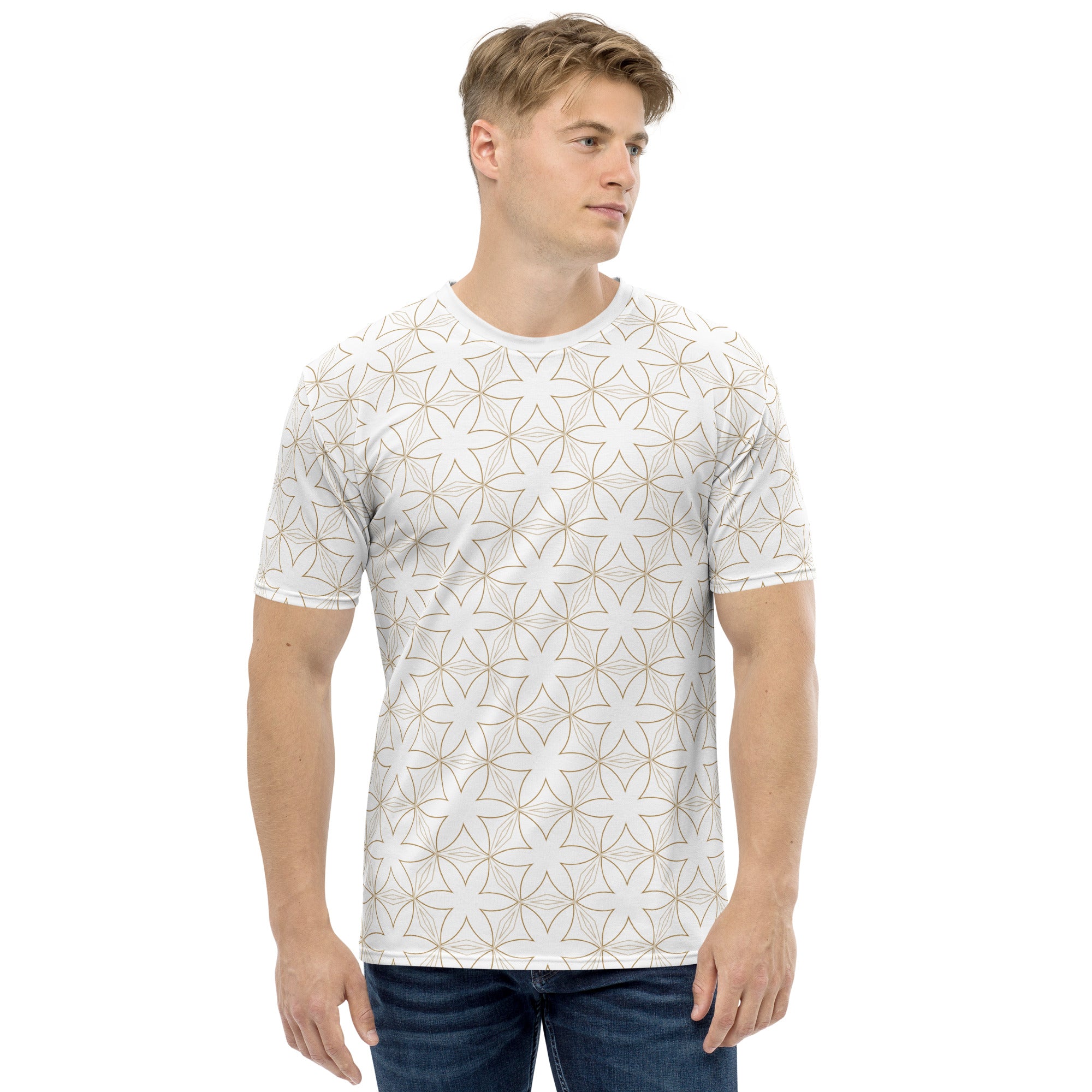 Bold Abstract print on Men's Crew Neck T-shirt.