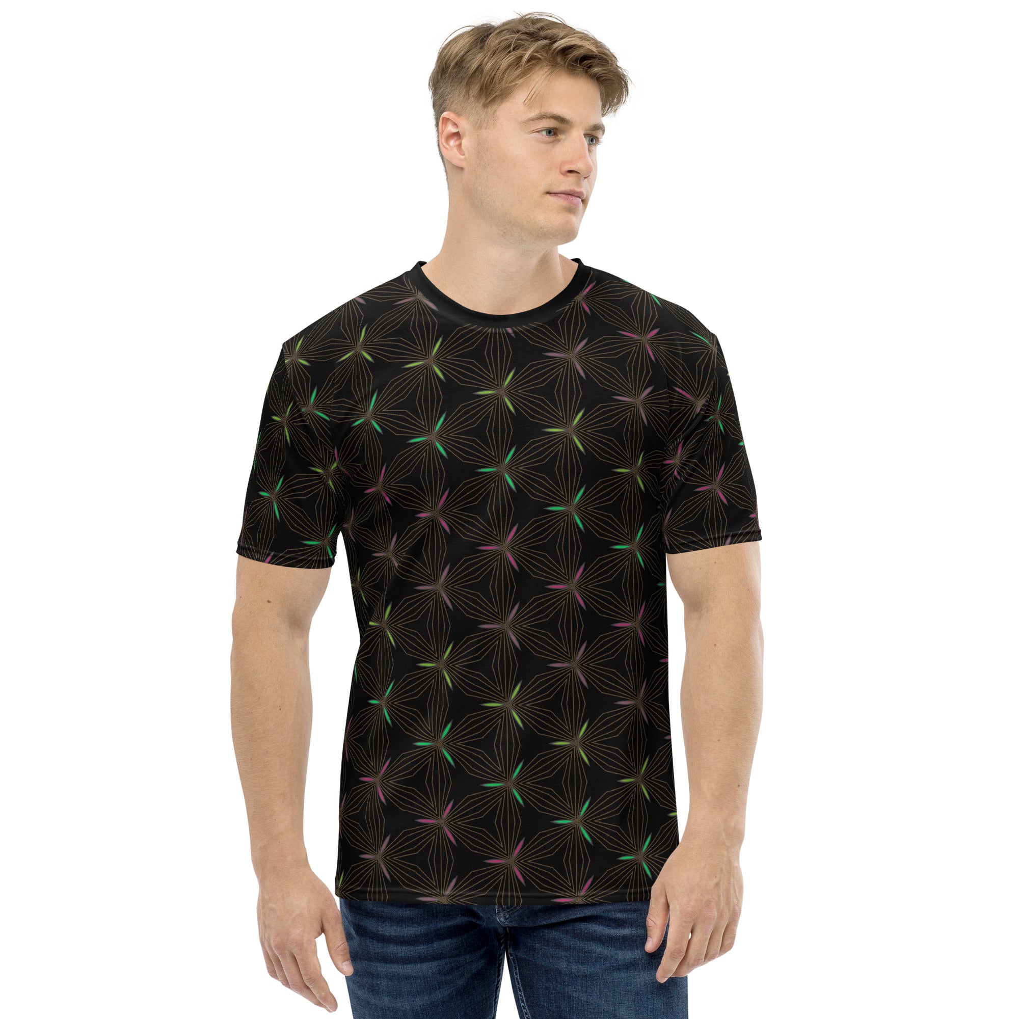 Cosmic design men's crew neck t-shirt