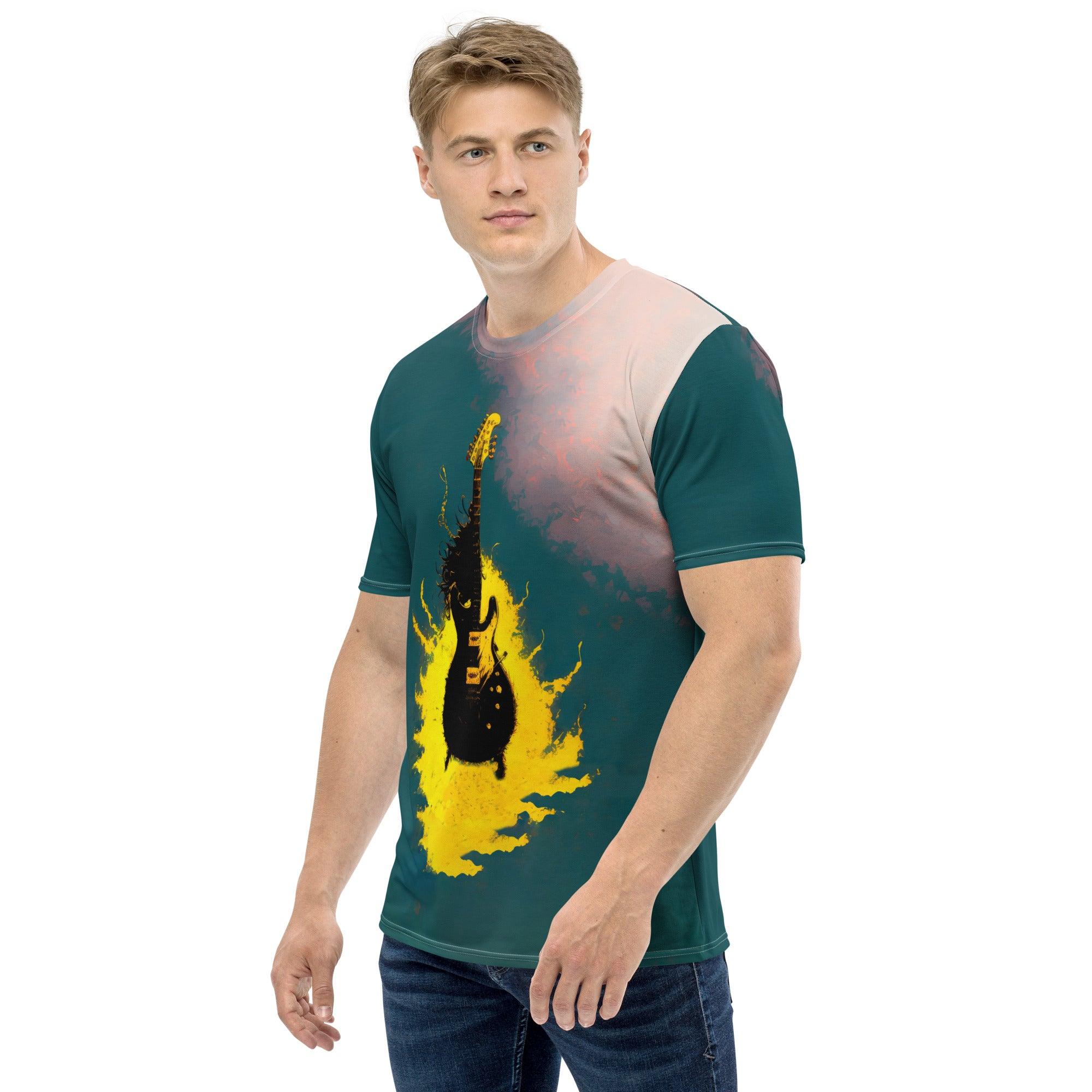 Neon Soundwaves Men's All-Over Print Crew Neck Tee - Music Enthusiast - Beyond T-shirts