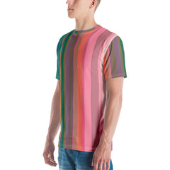 Psychedelic Prism Colorful Stripe All-Over Print Men's Crew Neck T-Shirt