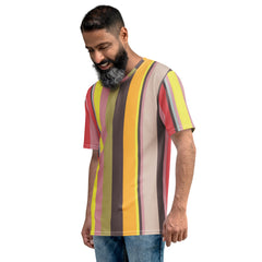 Tropical Bliss Colorful Stripe All-Over Print Men's Crew Neck T-Shirt