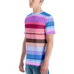 Neon Dreams Colorful Stripe All-Over Print Men's Crew Neck T-Shirt