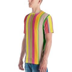 Kaleidoscope Vision Colorful Stripe All-Over Print Men's Crew Neck T-Shirt