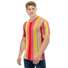 Fiesta Flamenco Colorful Stripe All-Over Print Men's Crew Neck T-Shirt