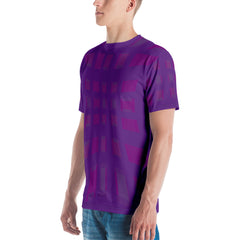 Front View of Monochrome Grid Box Stripe Men's T-Shirt, Perfect for Casual Wear