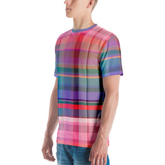 Celebrate the beauty of the rainbow with this eye-catching men's crew neck t-shirt, a testament to style and inclusivity.