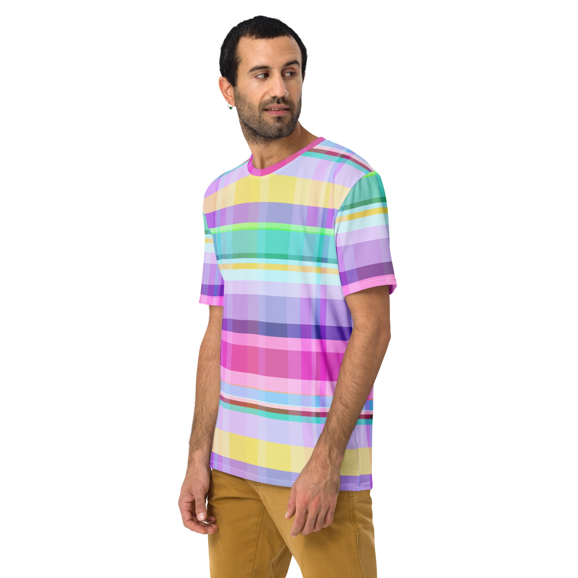 Artistically inspired Vibrant Watercolor Strokes Men's T-Shirt, blending style with the beauty of watercolor art.