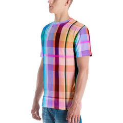 Retro Rainbow Blast Men's Tee: Where classic style meets a burst of rainbow colors for a uniquely vibrant look.