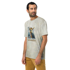 Stylish men's t-shirt featuring skateboarding rhino artwork.