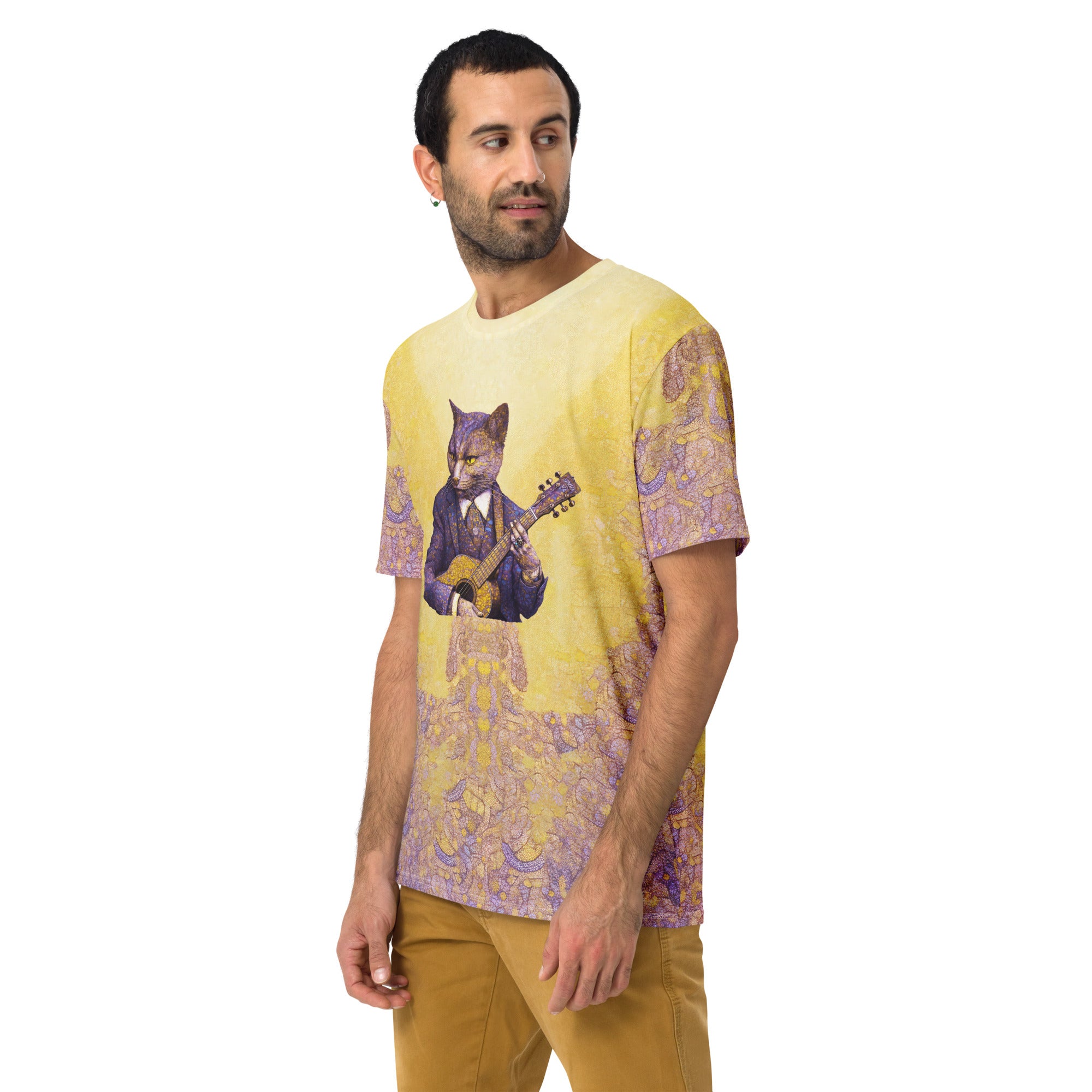 Fashionable men's crew neck t-shirt featuring chef octopus.