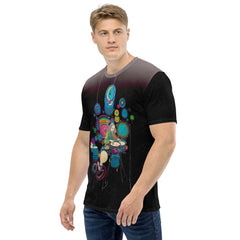 Close-up of Groovy Garden Men's Crewneck Tee fabric