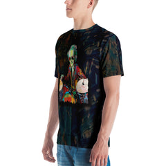 Flower Crown King Men's Crew Neck T-Shirt displayed on a rack.