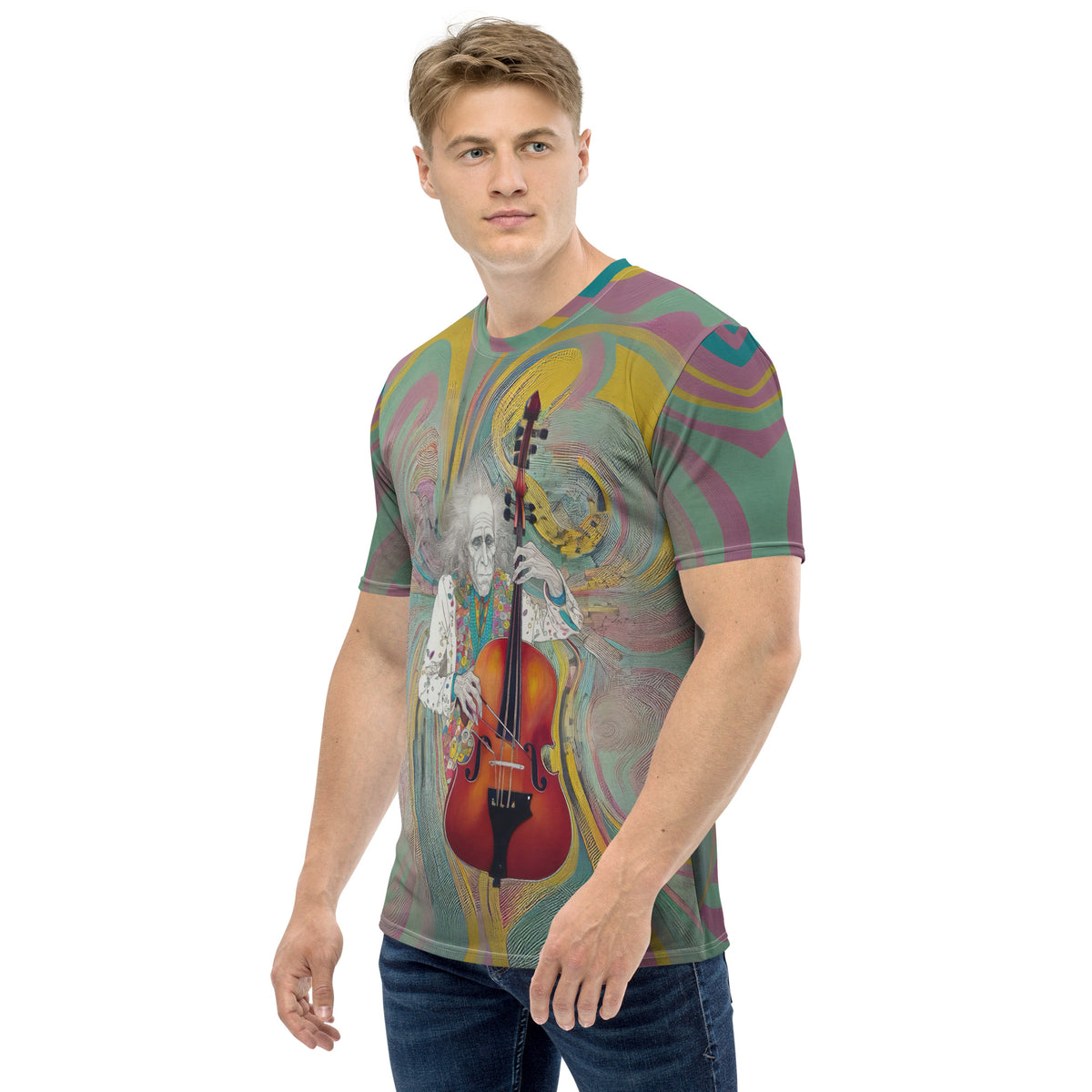 Whimsical Meadow Men's Tee with Floral Design