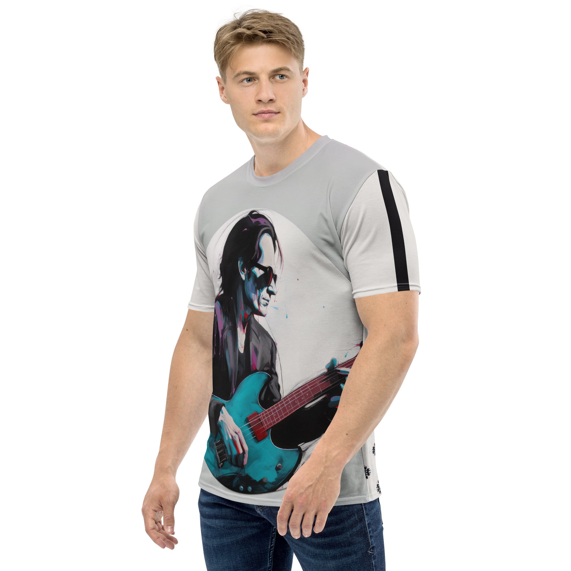 Stylish men's t-shirt with Aurora Borealis design.