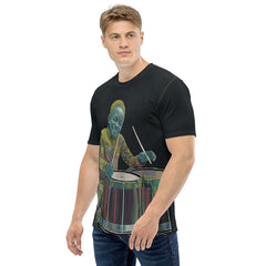 Back view of Rhythmic Flow Men's Crew Neck T-Shirt on a mannequin.