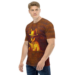 Stylish dog silhouette print on men's crewneck t-shirt.