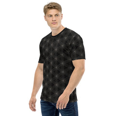 Stylish Digital Fusion men's crew neck t-shirt laid flat.