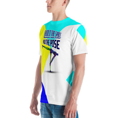 Power Pose Men's Crew Neck T-Shirt in various colors.
